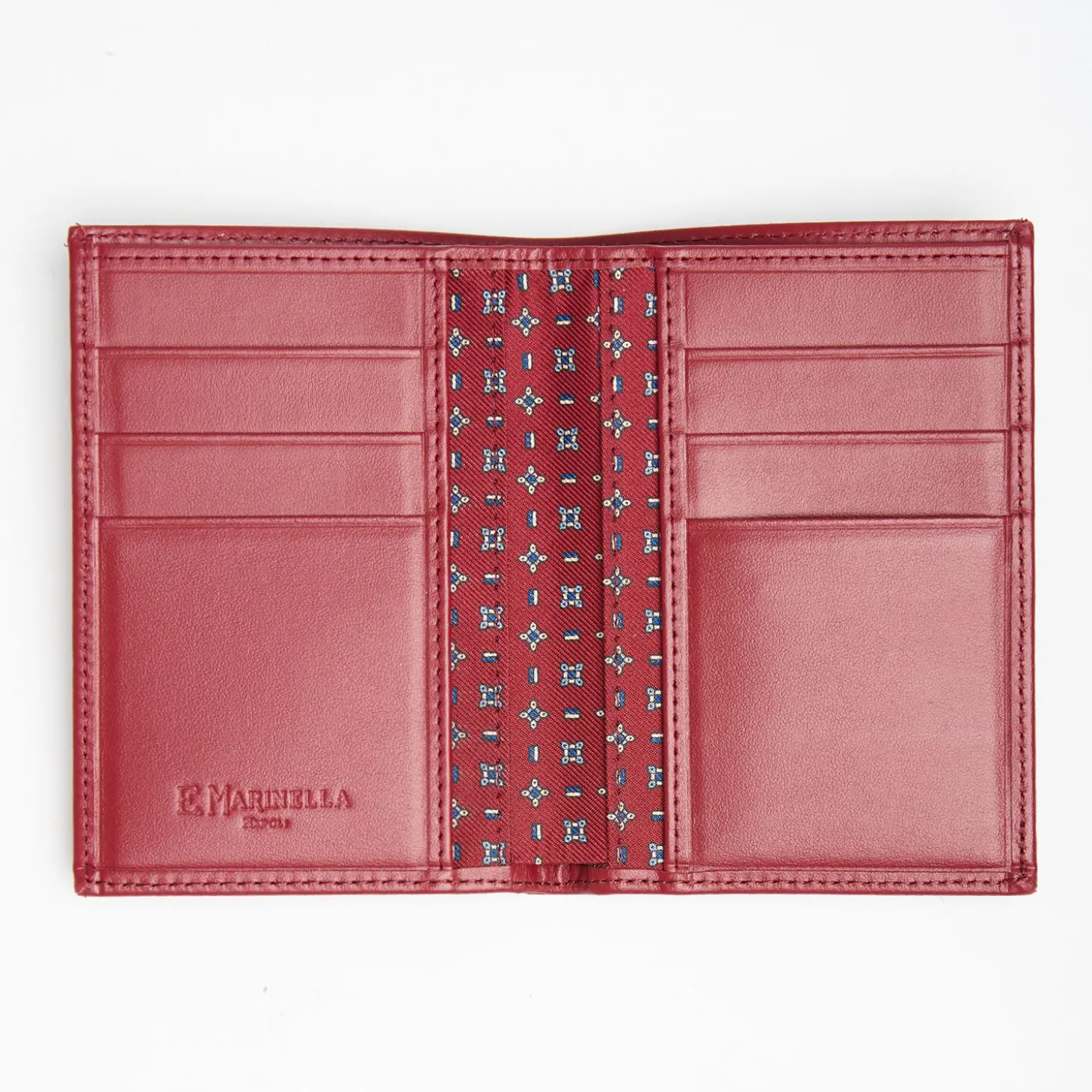 Burgundy Vertical Wallet In Silk And Leather