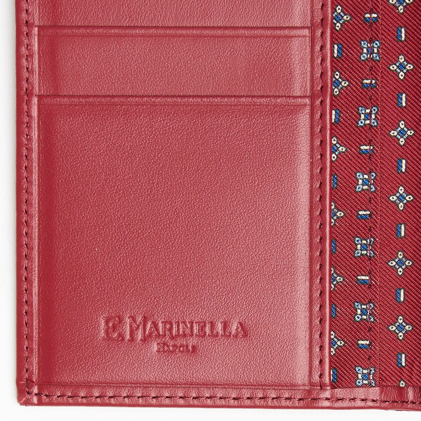 Burgundy Vertical Wallet In Silk And Leather