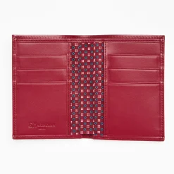Burgundy Vertical Wallet In Silk And Leather