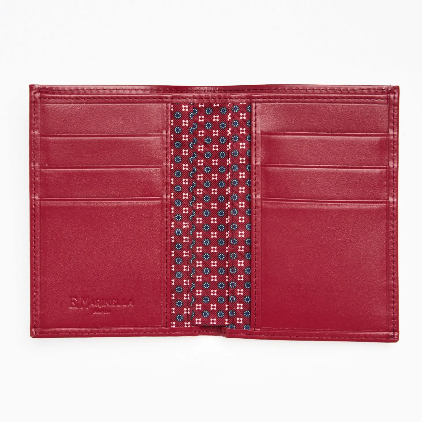 Burgundy Vertical Wallet In Silk And Leather