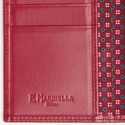 Burgundy Vertical Wallet In Silk And Leather