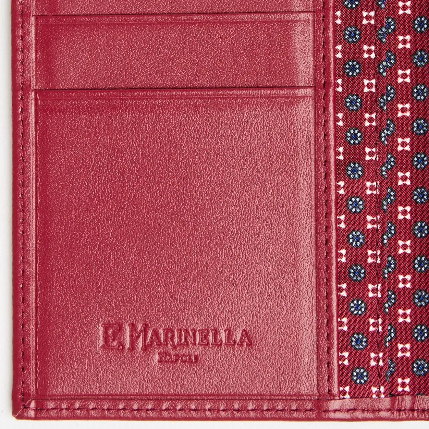 Burgundy Vertical Wallet In Silk And Leather
