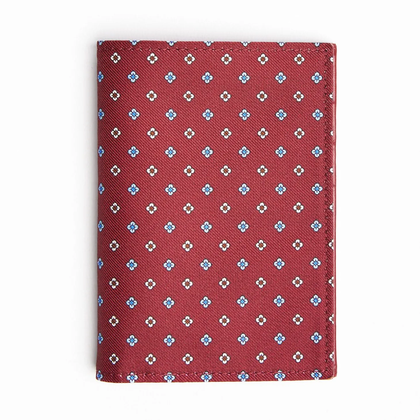 Burgundy Vertical Wallet In Silk And Leather