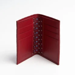 Burgundy Vertical Wallet In Silk And Leather