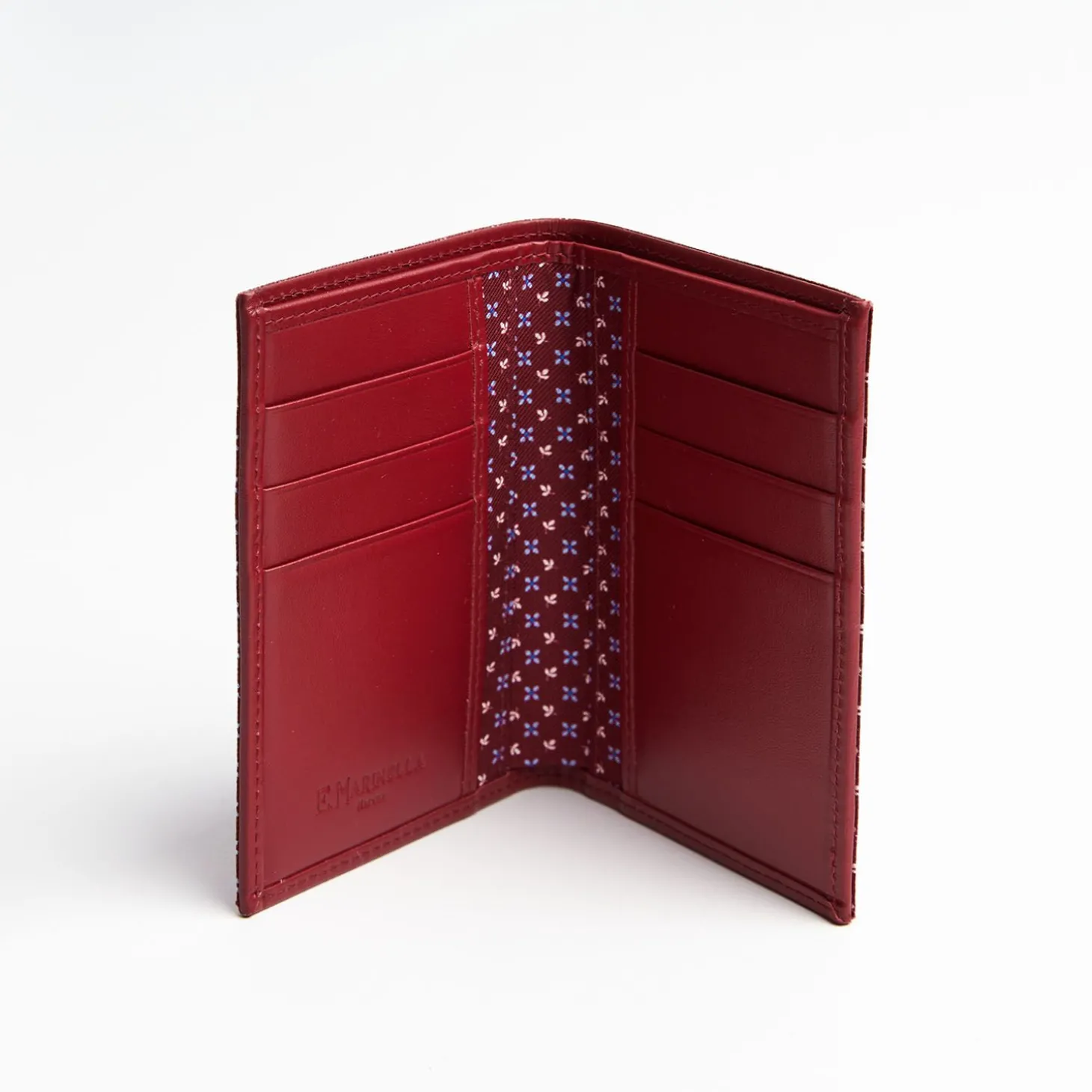 Burgundy Vertical Wallet In Silk And Leather
