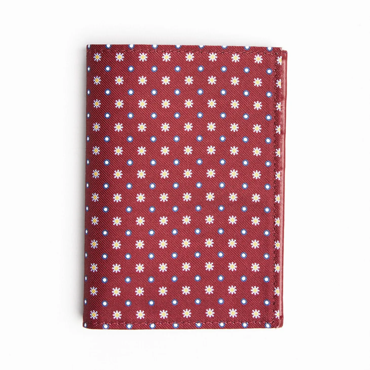 Burgundy Vertical Wallet In Silk And Leather