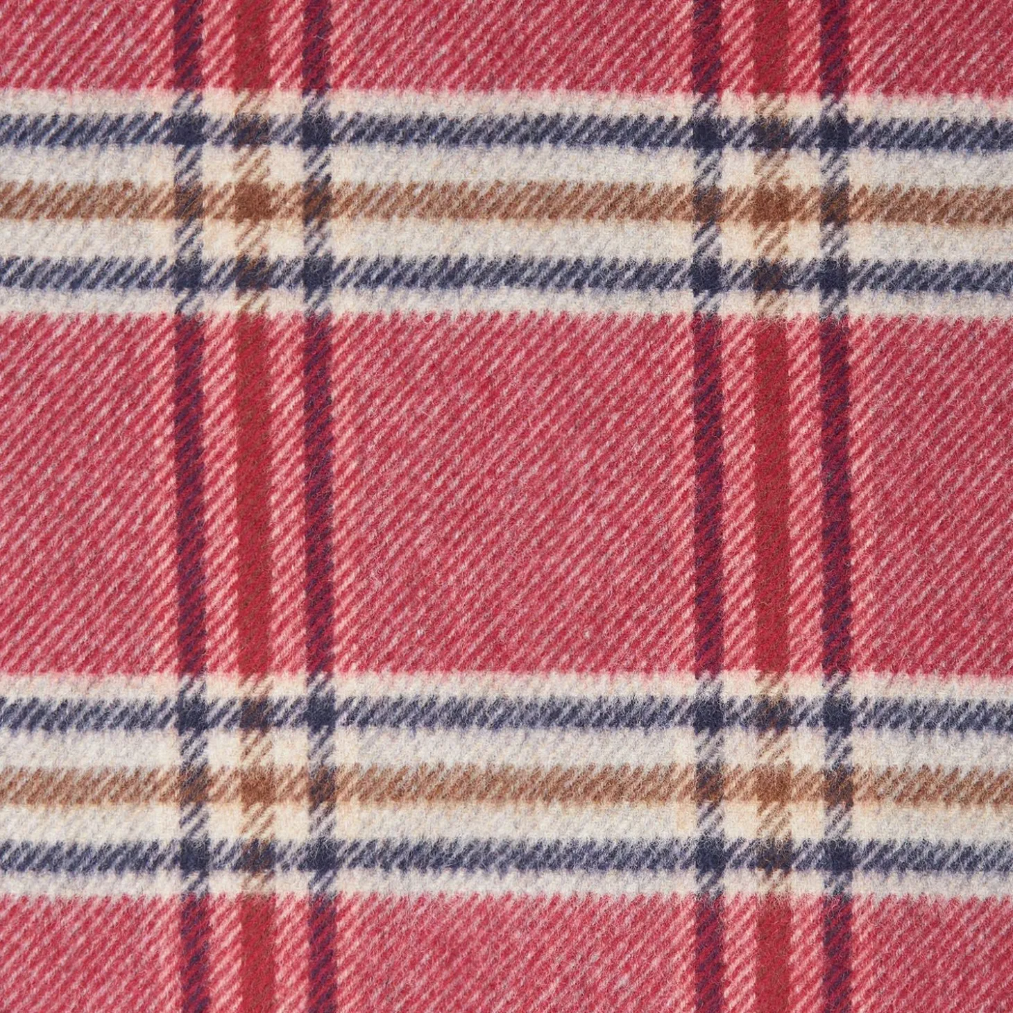 Burgundy Wool Plaid Scarf With Bangs