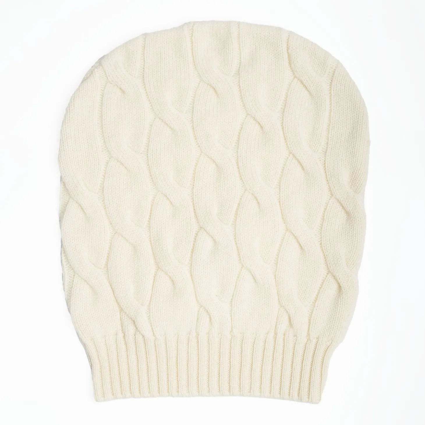 Cable-Knit Beige Wool Hat