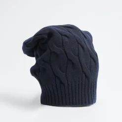 Cable-Knit Blue Wool Hat