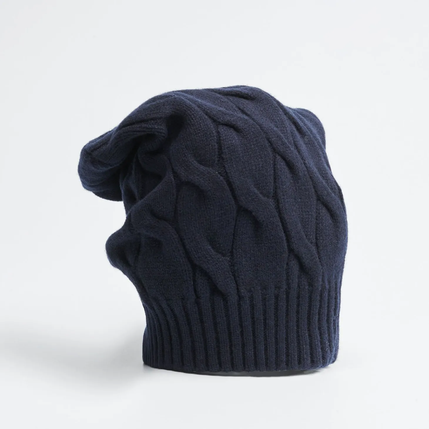 Cable-Knit Blue Wool Hat