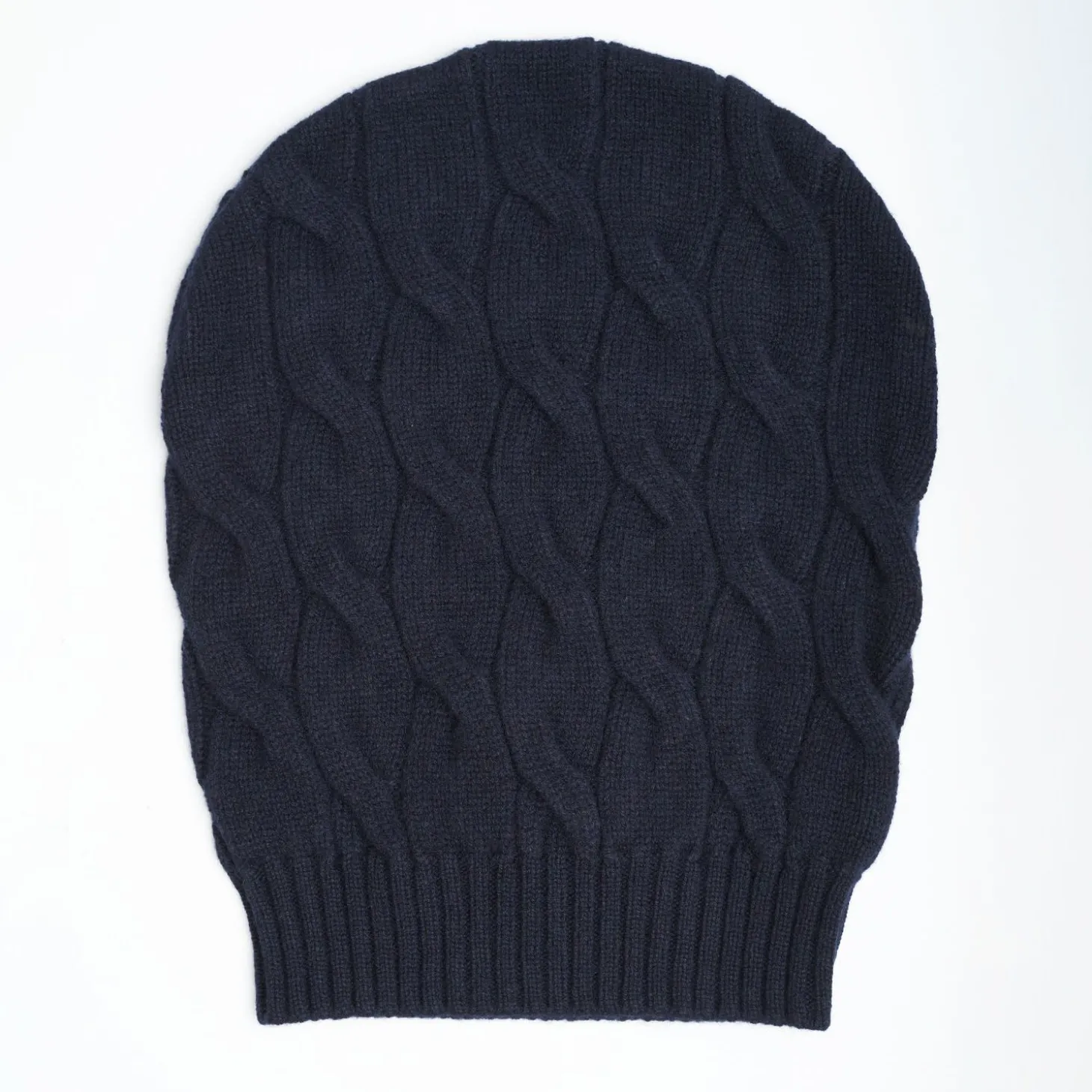 Cable-Knit Blue Wool Hat