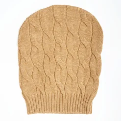 Cable-Knit Camel Wool Hat