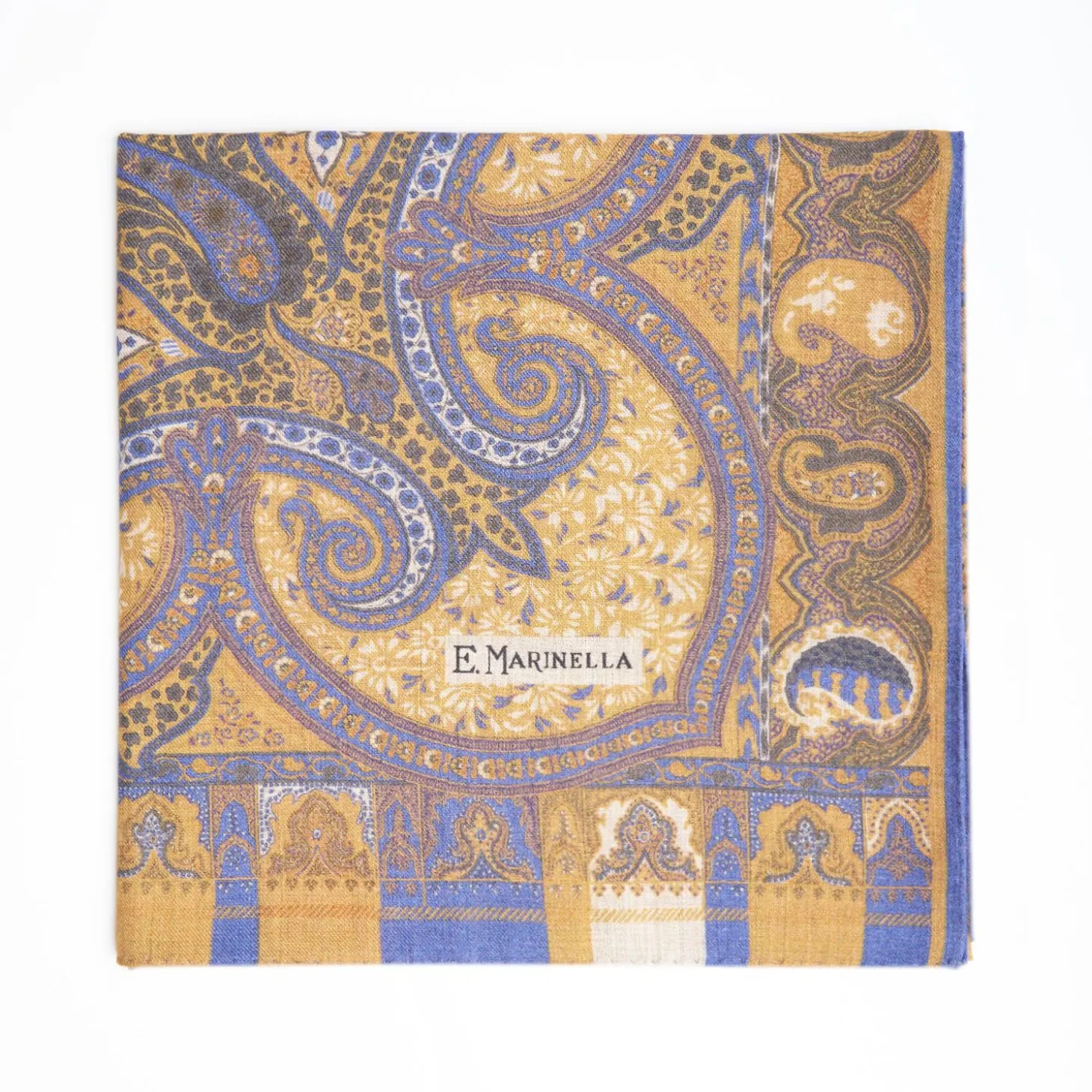Camel And Lilac Wool Stole - Damask Pattern
