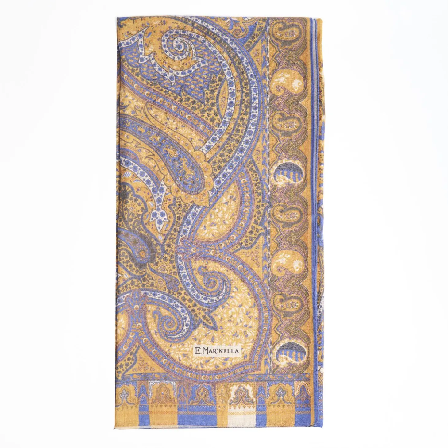 Camel And Lilac Wool Stole - Damask Pattern
