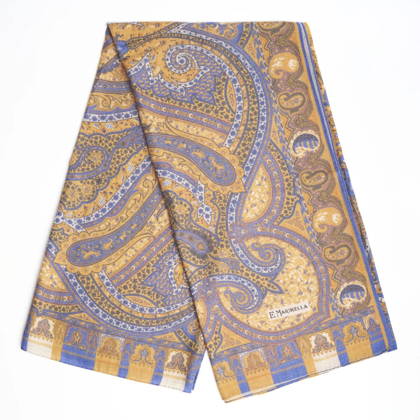 Camel And Lilac Wool Stole - Damask Pattern