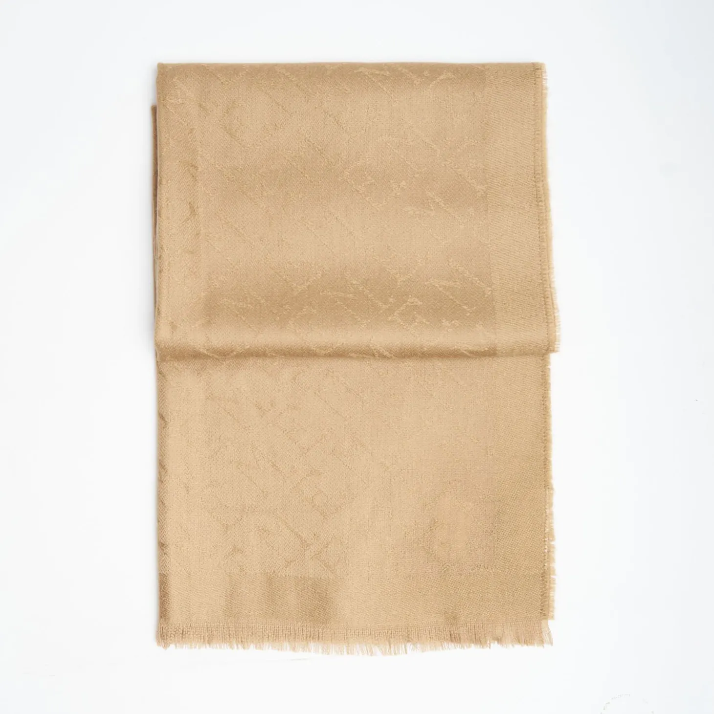 Camel Em Logo Scarf In Wool And Cashmere
