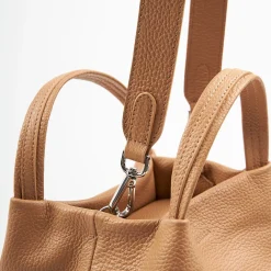 Camel Textured Leather Soft Mini Bag