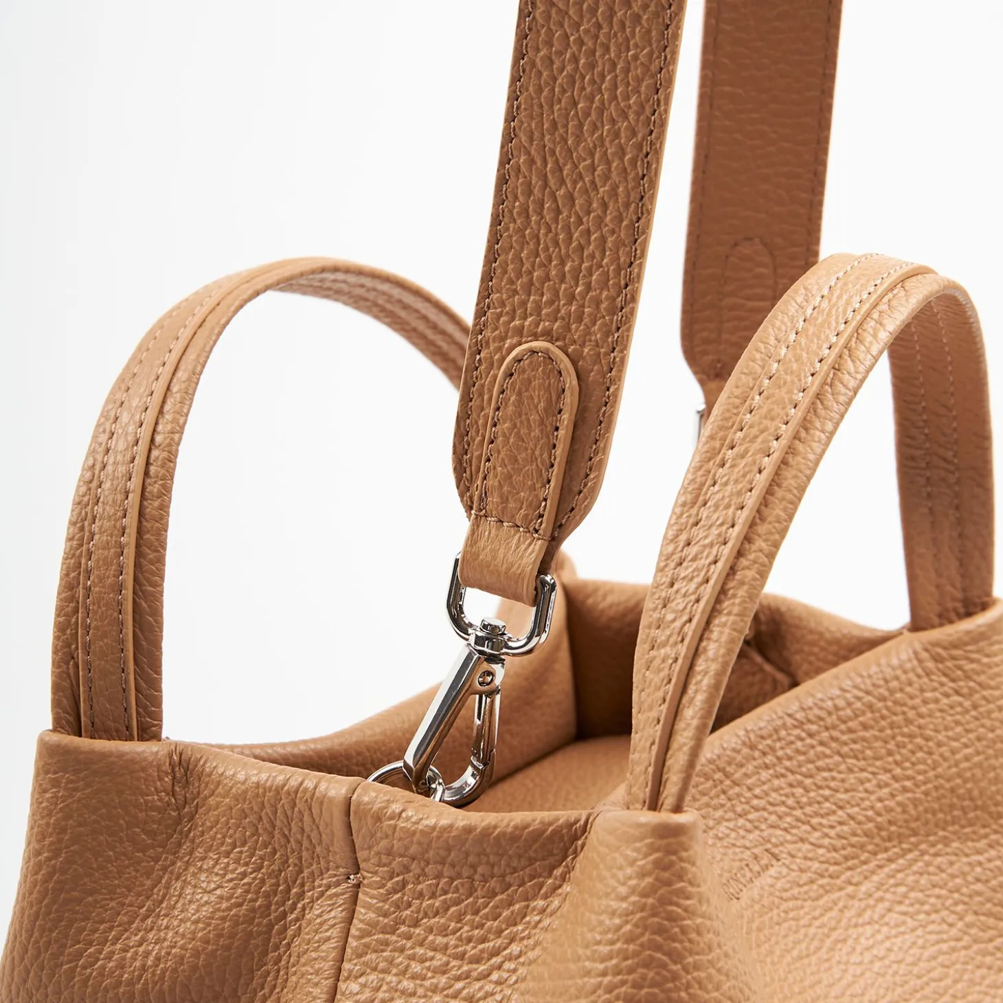 Camel Textured Leather Soft Mini Bag
