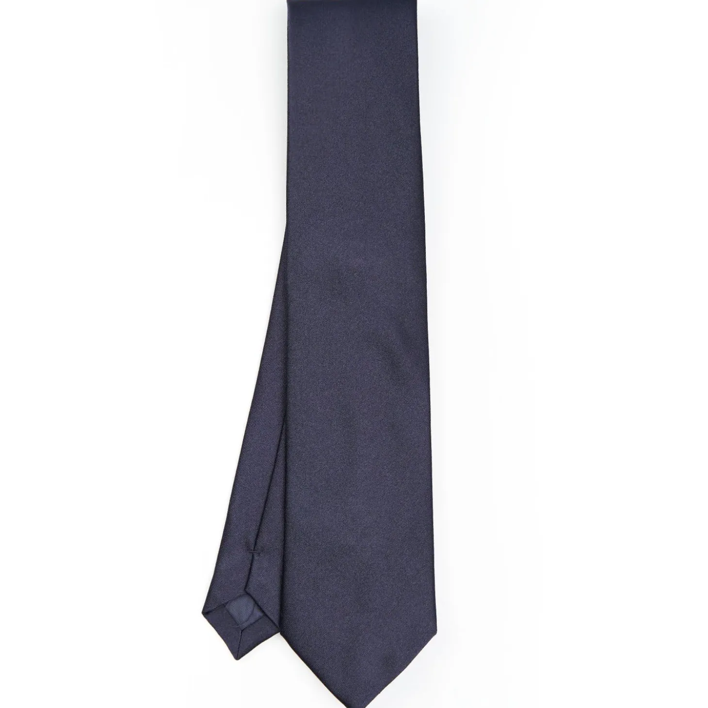 Cerimonial Solid Dark Blue Silk Satin Tie
