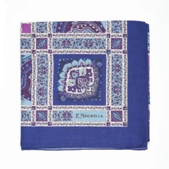 Dark And Blue Wool Stole - Floral Pattern