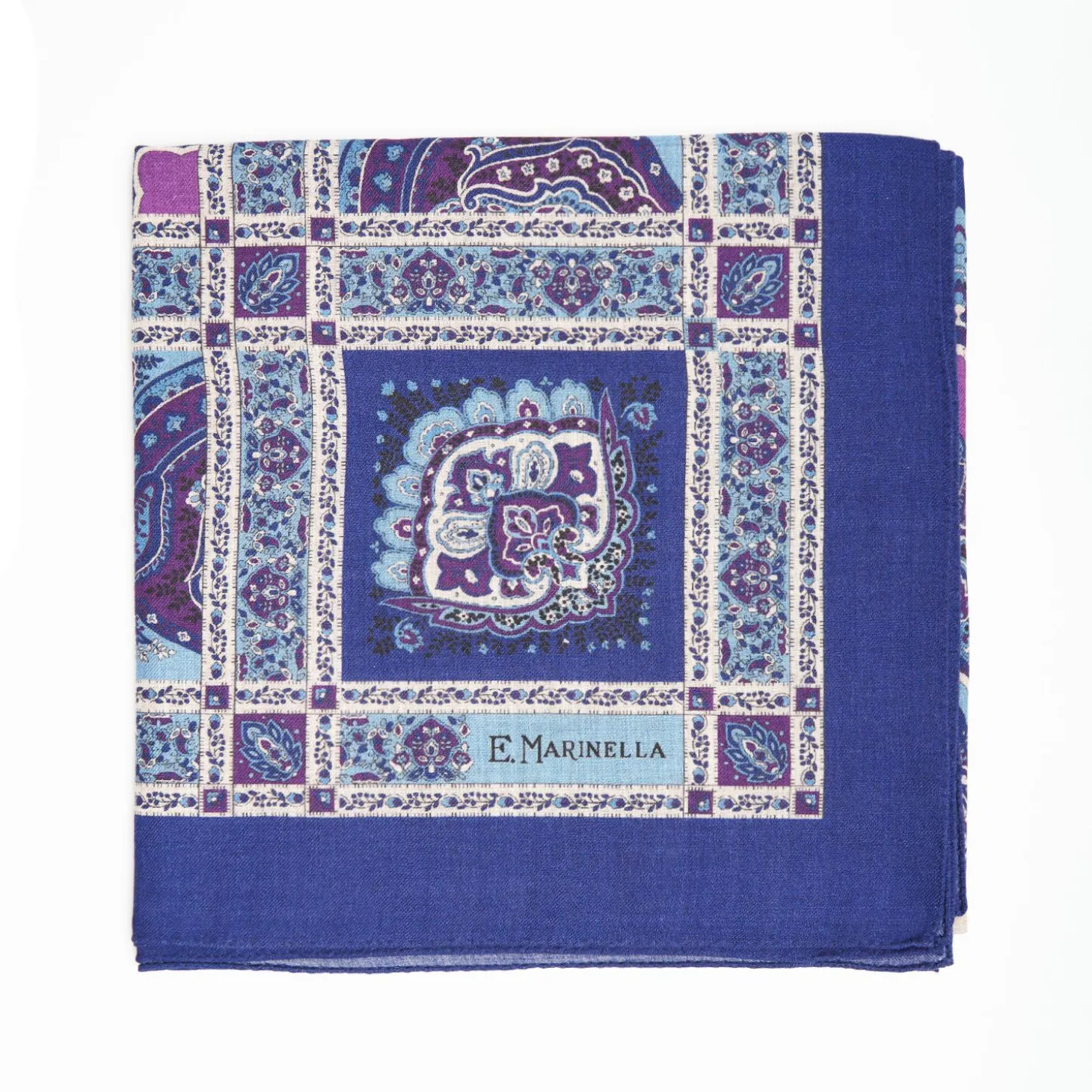 Dark And Blue Wool Stole - Floral Pattern