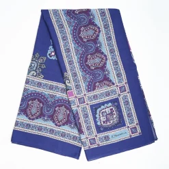 Dark And Blue Wool Stole - Floral Pattern