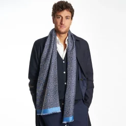 Dark And Light Blue Double Silk Scarf