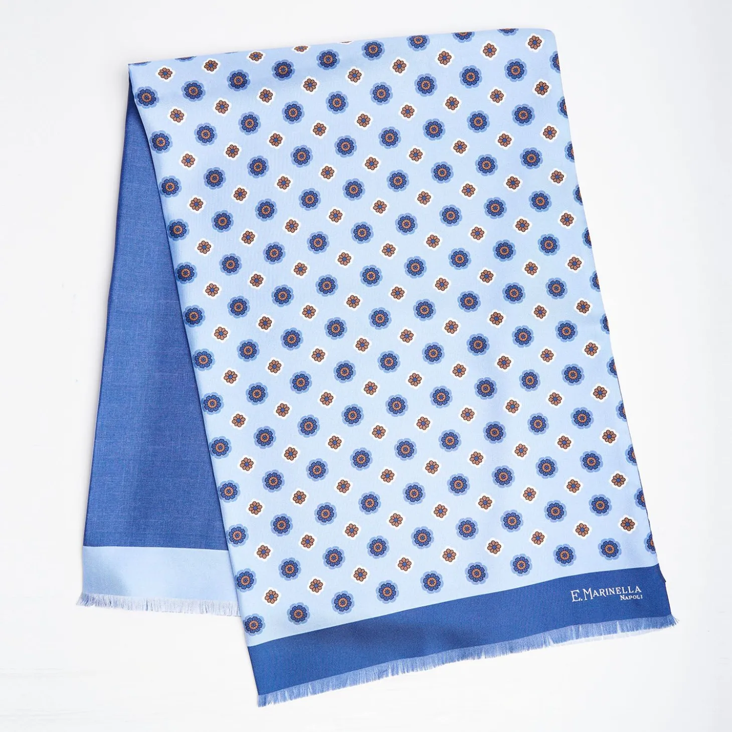 Dark And Light Blue Double Silk Scarf