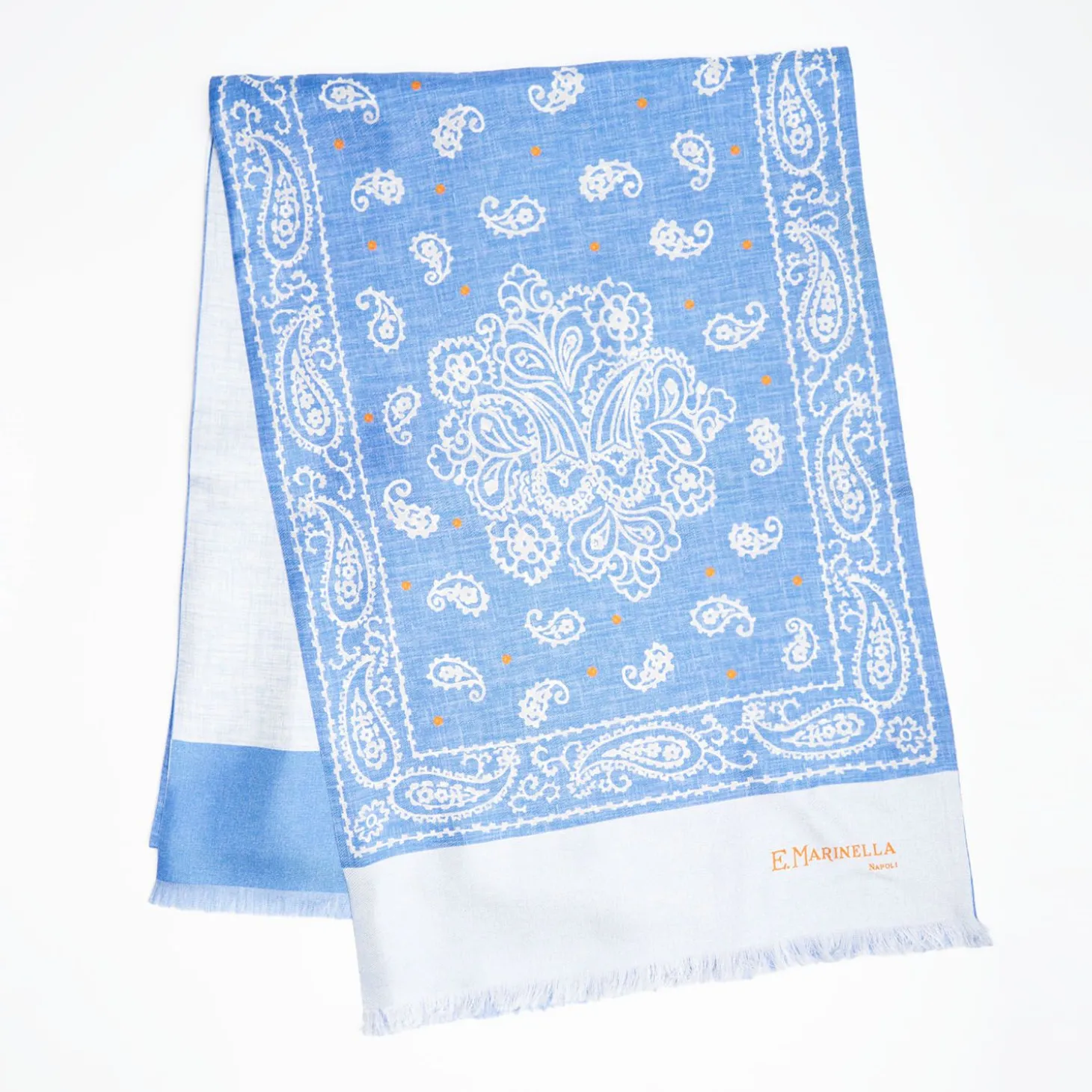 Dark And Light Blue Double Silk Scarf Paisley Pattern