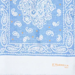 Dark And Light Blue Double Silk Scarf Paisley Pattern