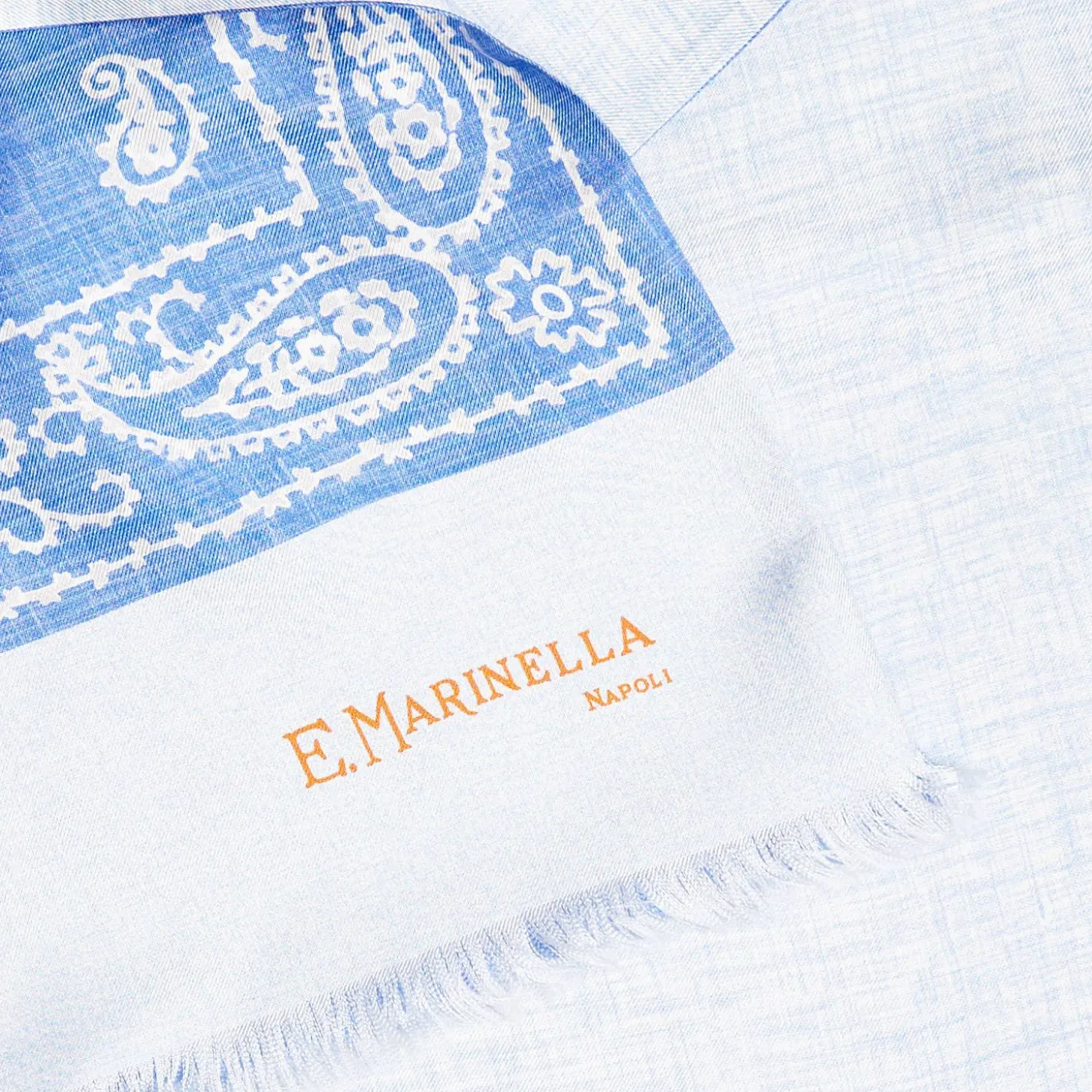Dark And Light Blue Double Silk Scarf Paisley Pattern