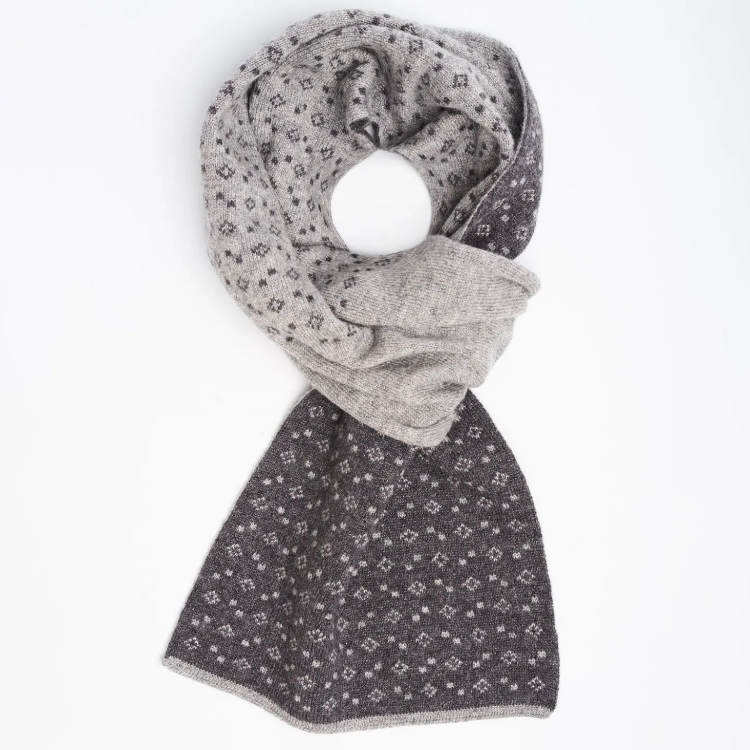 Dark And Light Grey Two-Tone Cashmere Neck Warmer