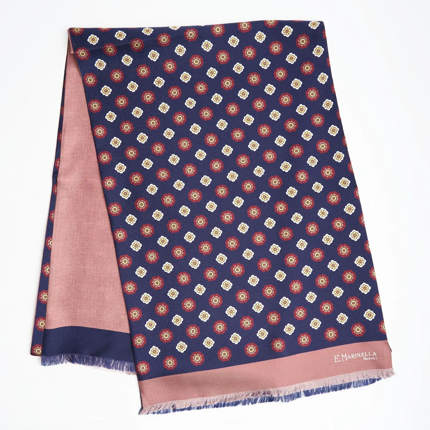 Dark Blue And Pink Double Silk Scarf
