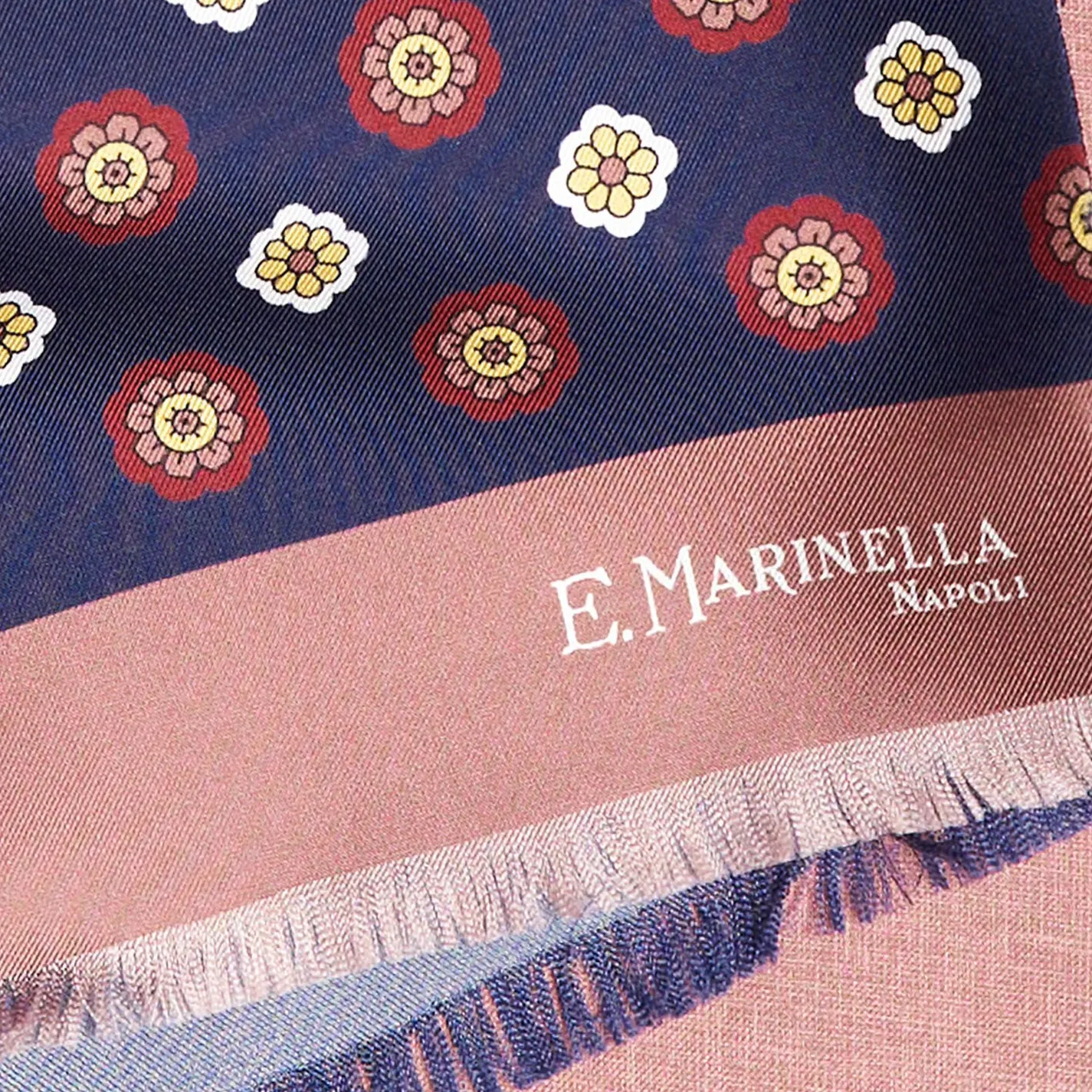 Dark Blue And Pink Double Silk Scarf