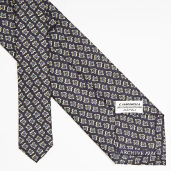 Dark Blue Archivio Collection Silk Tie 1934-01