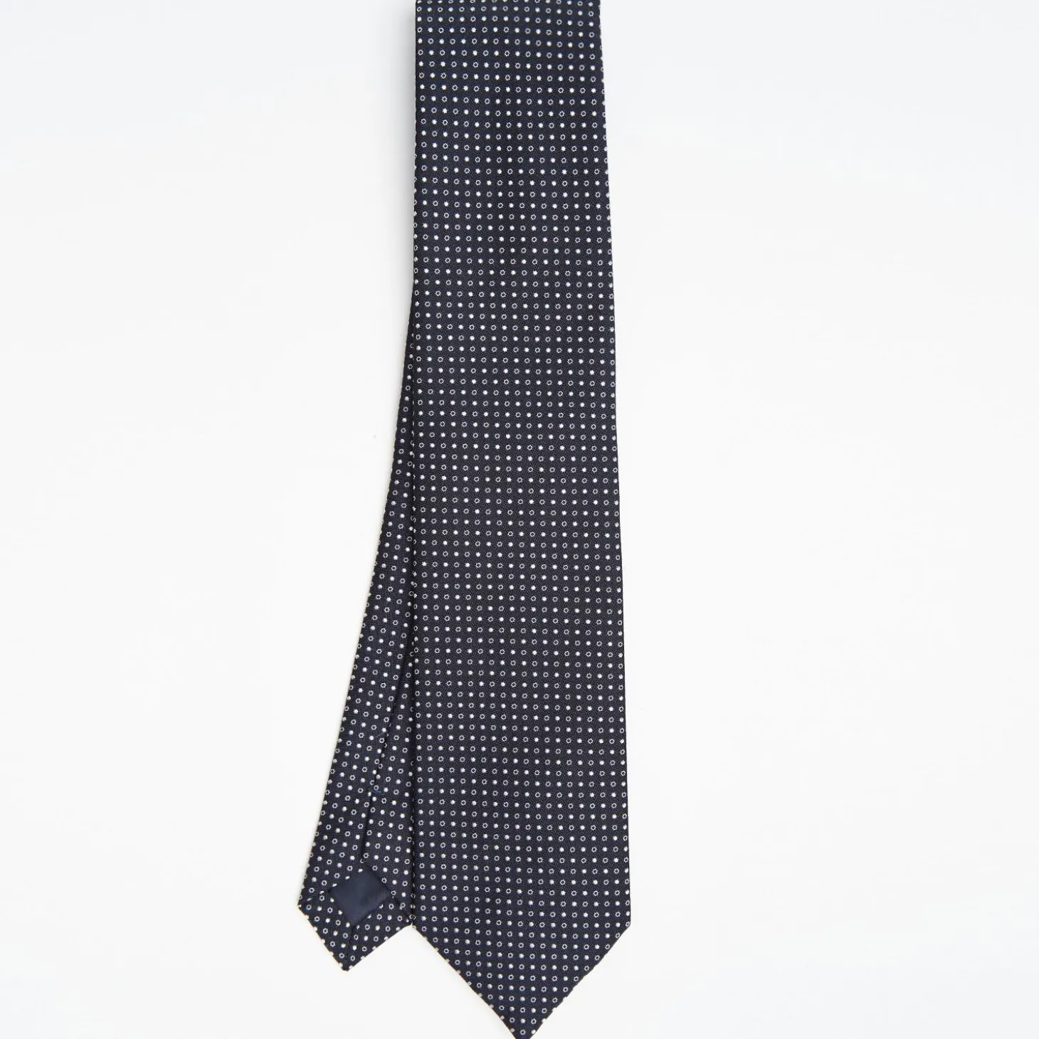 Dark Blue Ceremonial Jacquard Silk Tie Small Geometric Pattern