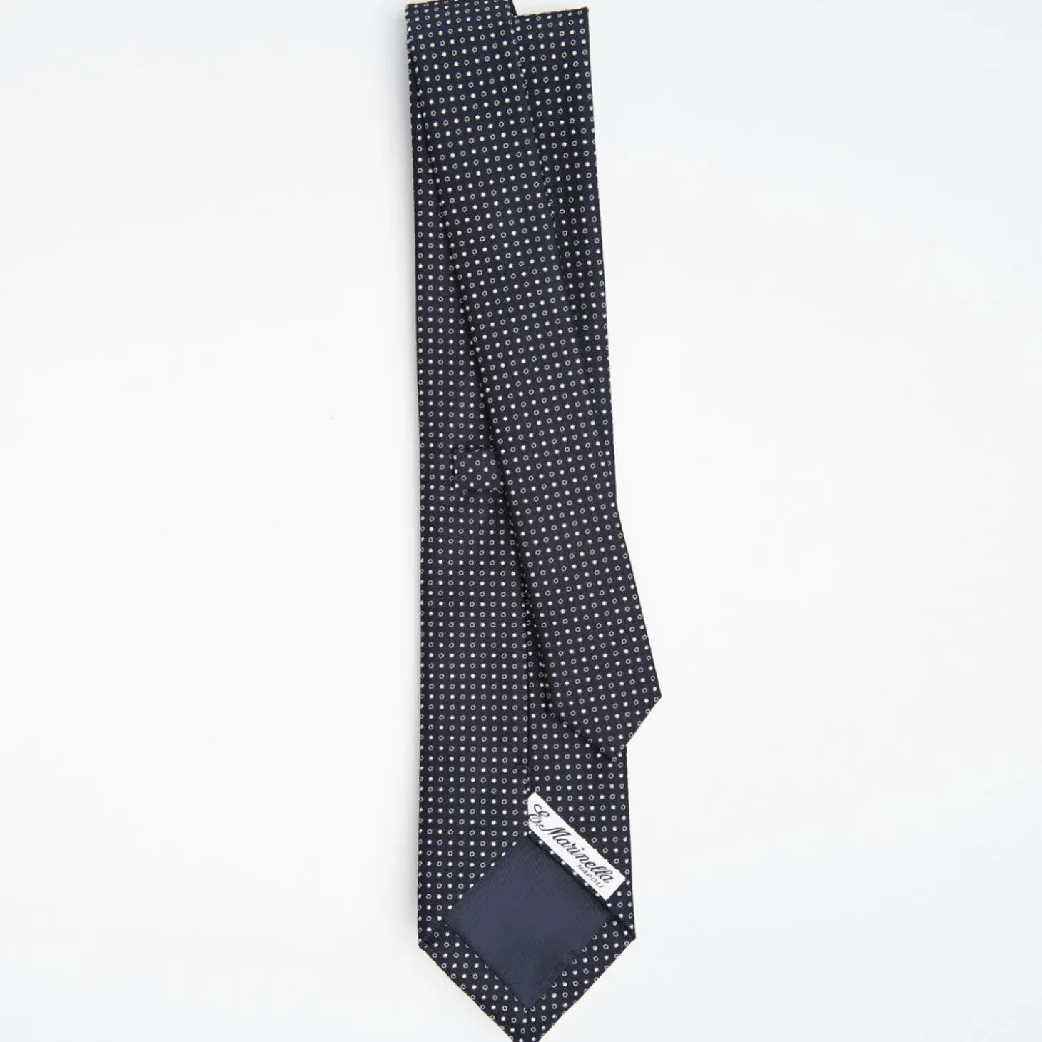 Dark Blue Ceremonial Jacquard Silk Tie Small Geometric Pattern