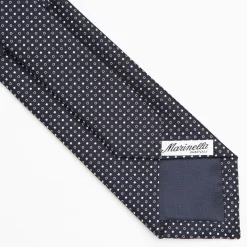 Dark Blue Ceremonial Jacquard Silk Tie Small Geometric Pattern