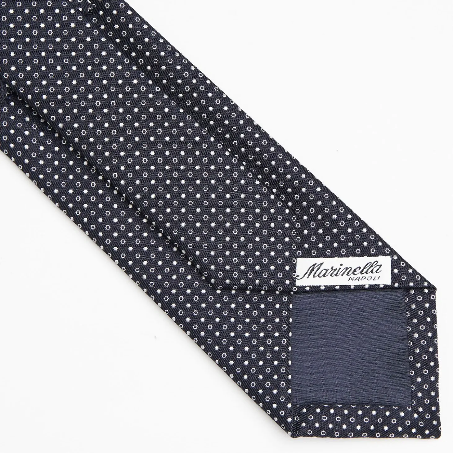 Dark Blue Ceremonial Jacquard Silk Tie Small Geometric Pattern