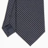 Dark Blue Ceremonial Jacquard Silk Tie Small Geometric Pattern