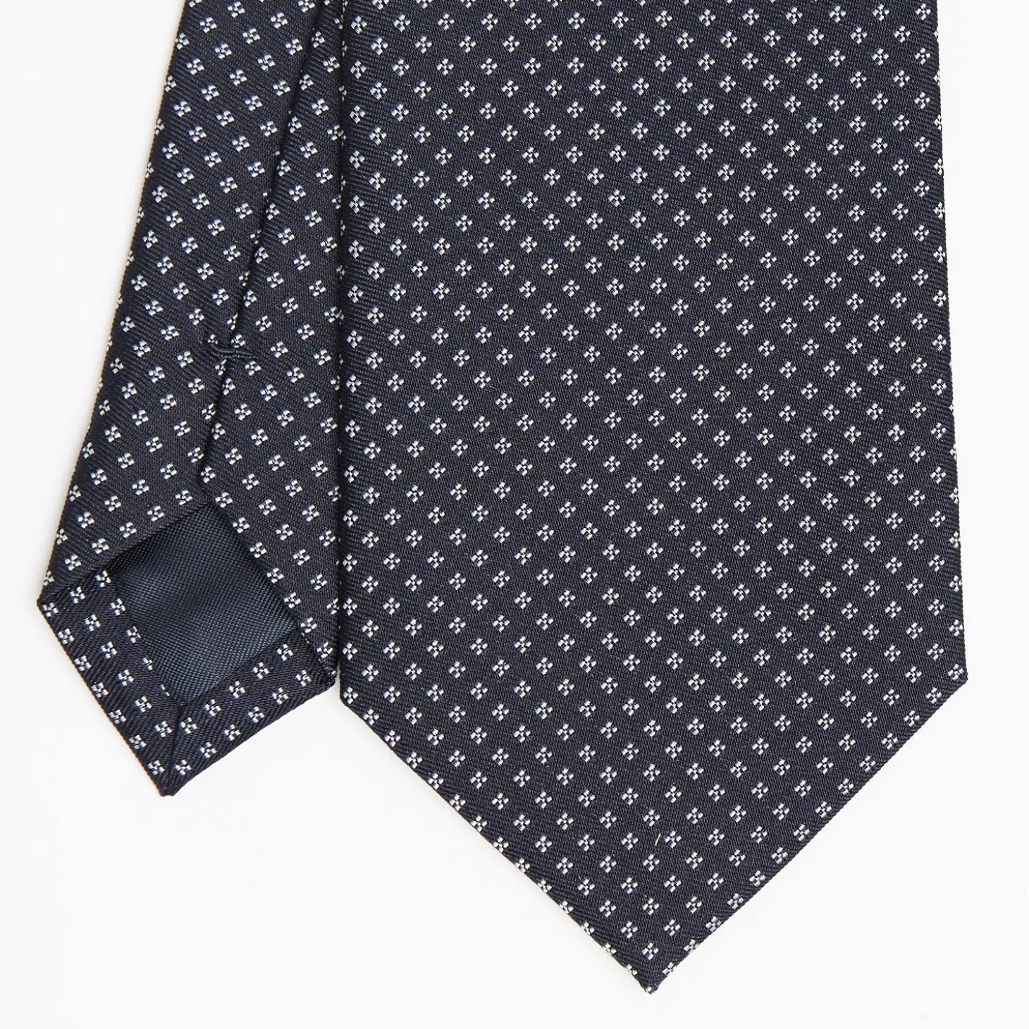 Dark Blue Ceremonial Jacquard Silk Tie Small Geometric Pattern