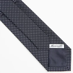 Dark Blue Ceremonial Jacquard Silk Tie Small Geometric Pattern