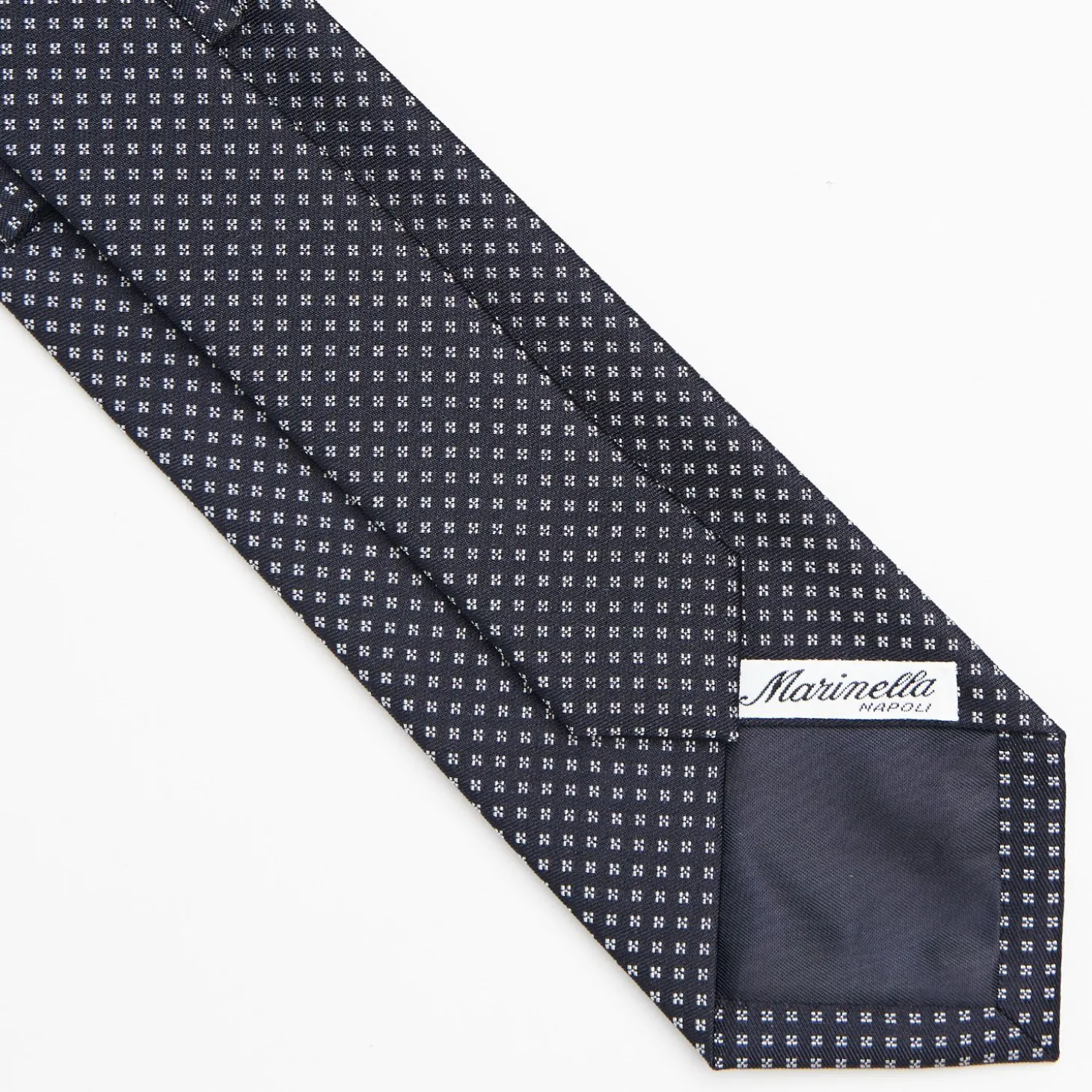 Dark Blue Ceremonial Jacquard Silk Tie Small Geometric Pattern