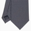 Dark Blue Ceremonial Jacquard Silk Tie Small Geometric Pattern