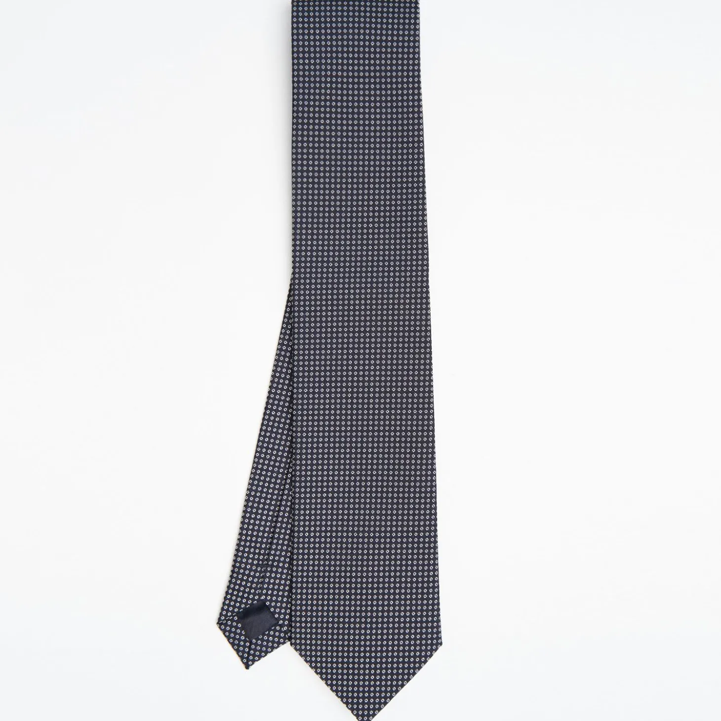 Dark Blue Ceremonial Jacquard Silk Tie Small Geometric Pattern