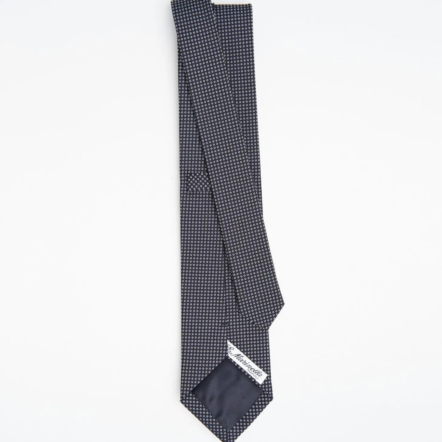 Dark Blue Ceremonial Jacquard Silk Tie Small Geometric Pattern