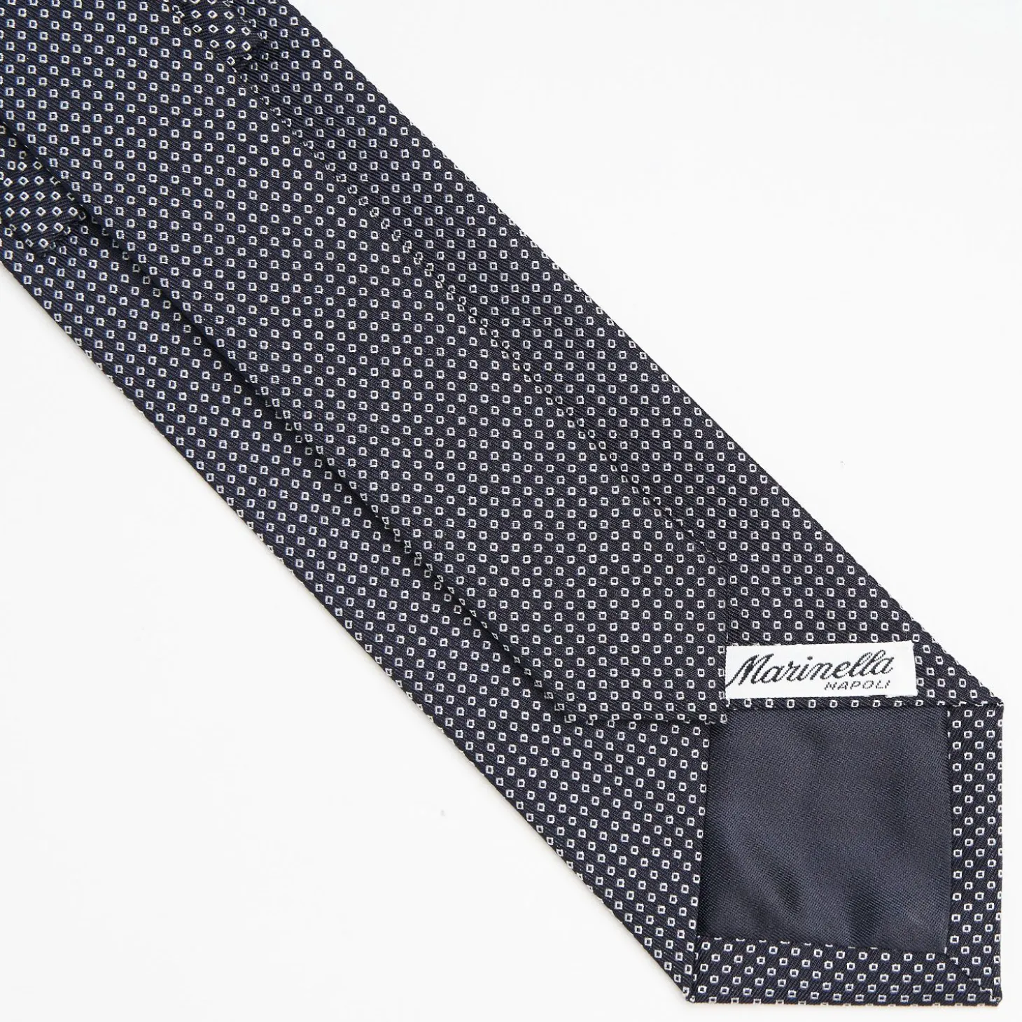 Dark Blue Ceremonial Jacquard Silk Tie Small Geometric Pattern