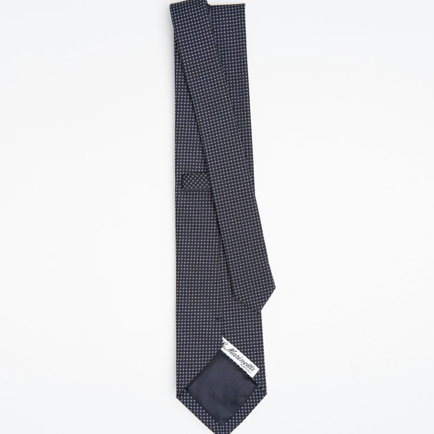 Dark Blue Ceremonial Jacquard Silk Tie - Small Geometric Pattern