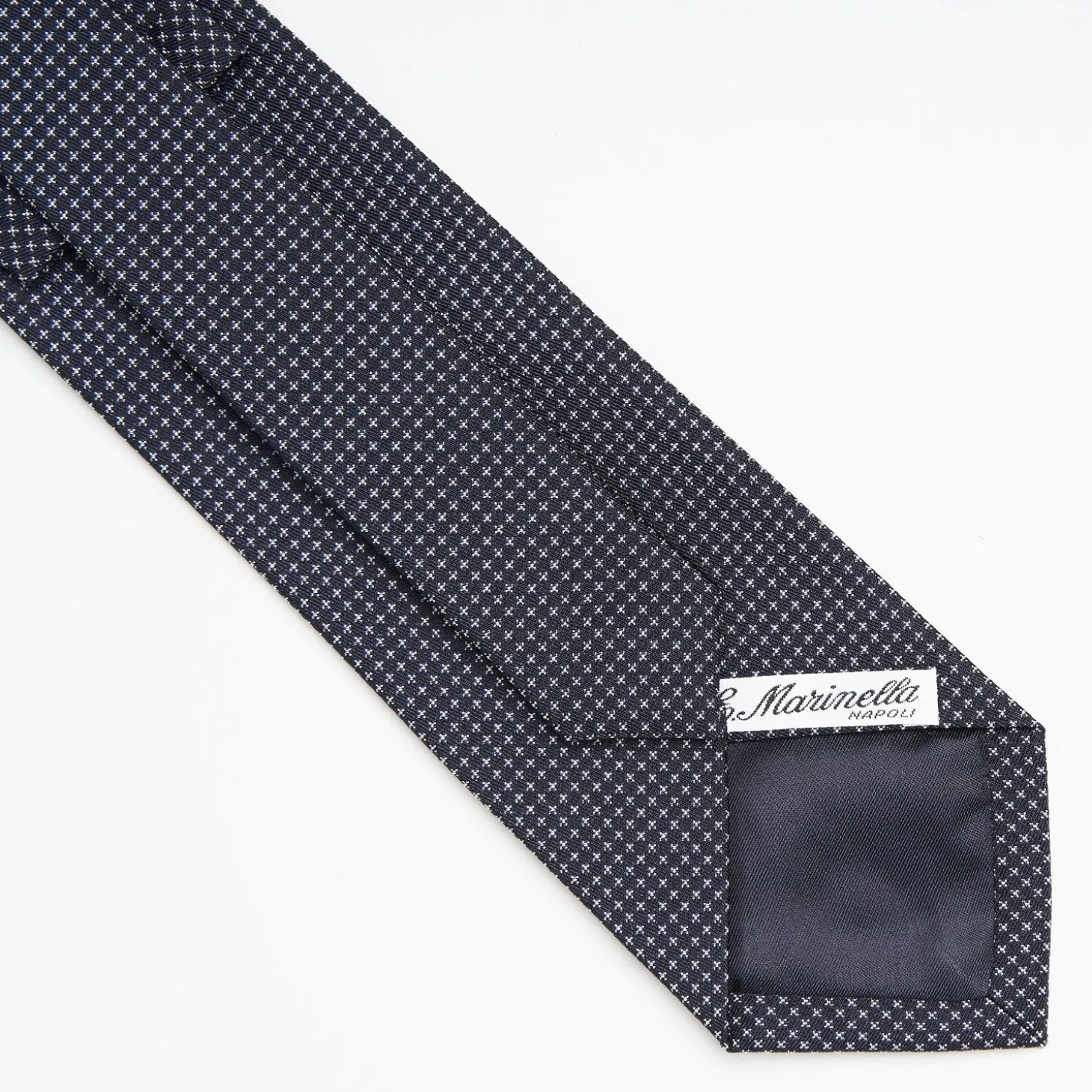 Dark Blue Ceremonial Jacquard Silk Tie - Small Geometric Pattern