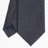 Dark Blue Ceremonial Jacquard Silk Tie Small Geometric Pattern